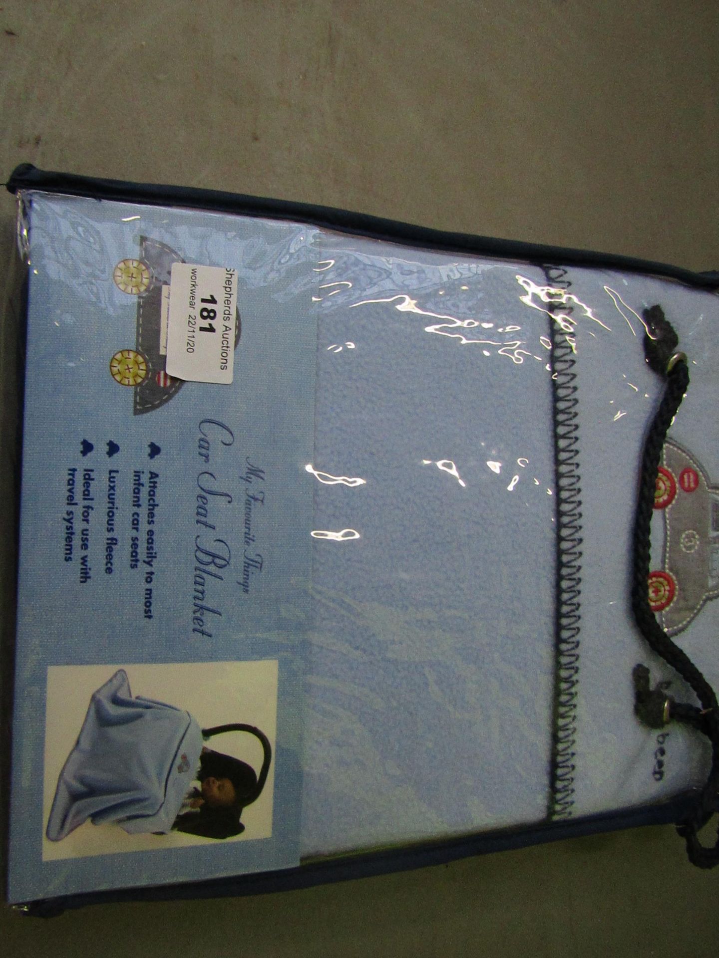 Car Seat Baby Fleece Blanket (Blue) - Unused & Packaged.