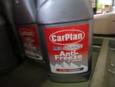 9x CarPlan - Red Advance Anti-Freeze & Coolant (5 Years Extended life) - 1 Litres - Sealed.