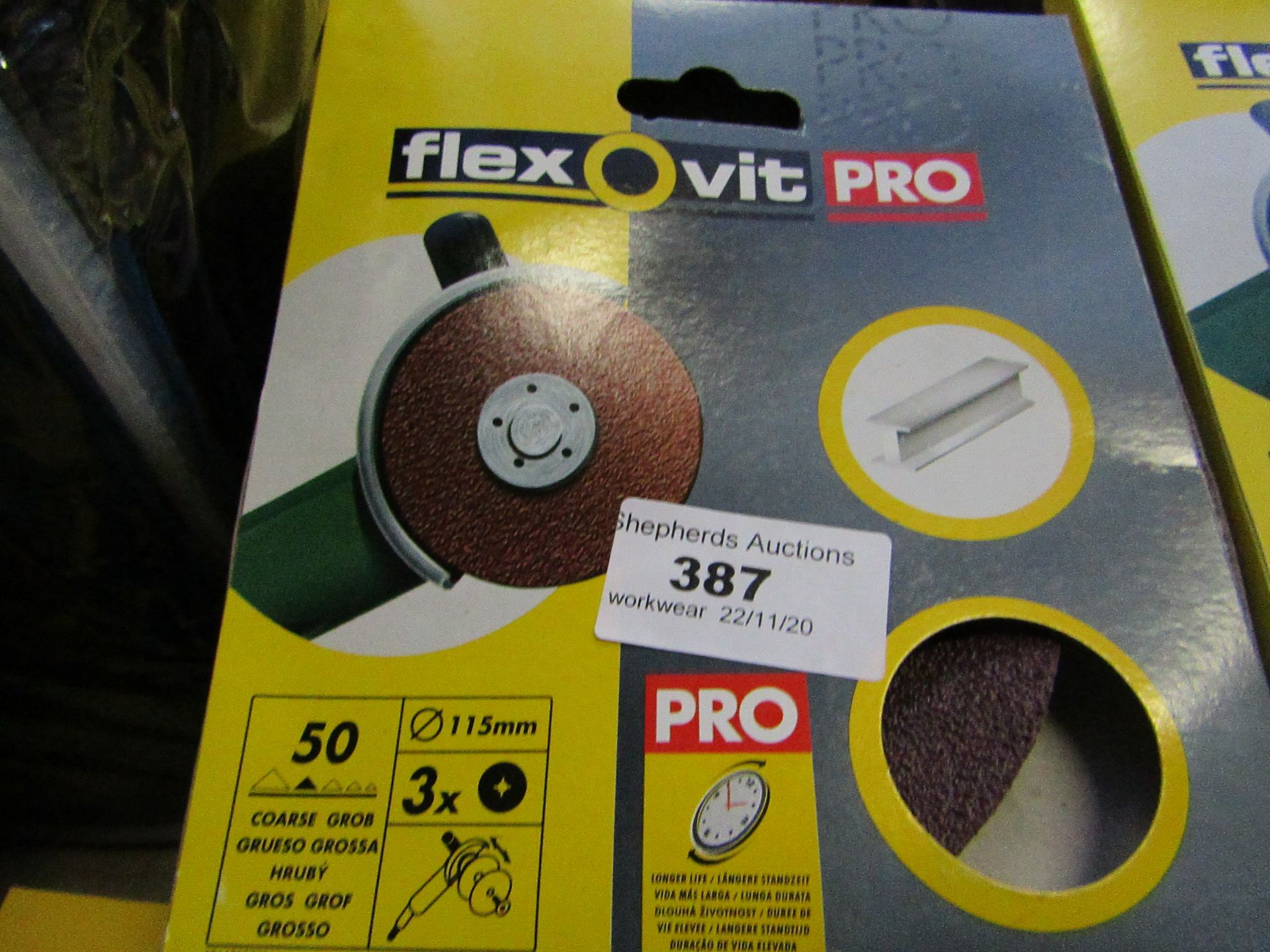 10x Flexovit Pro - 50 Grit Coarse Metal Angle Grinder Plates - All Unused & Boxed.