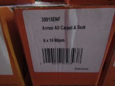 2x Boxes of 6 ArmouAll - Carpet & Seat Wipes (15 Wipes Per Pack) - Unused & Boxed.