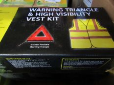 3x AA - Warning Triangle & Hi-Visbility Vest Kit - Unused & Boxed.