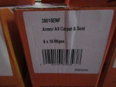 2x Boxes of 6 ArmouAll - Carpet & Seat Wipes (15 Wipes Per Pack) - Unused & Boxed.