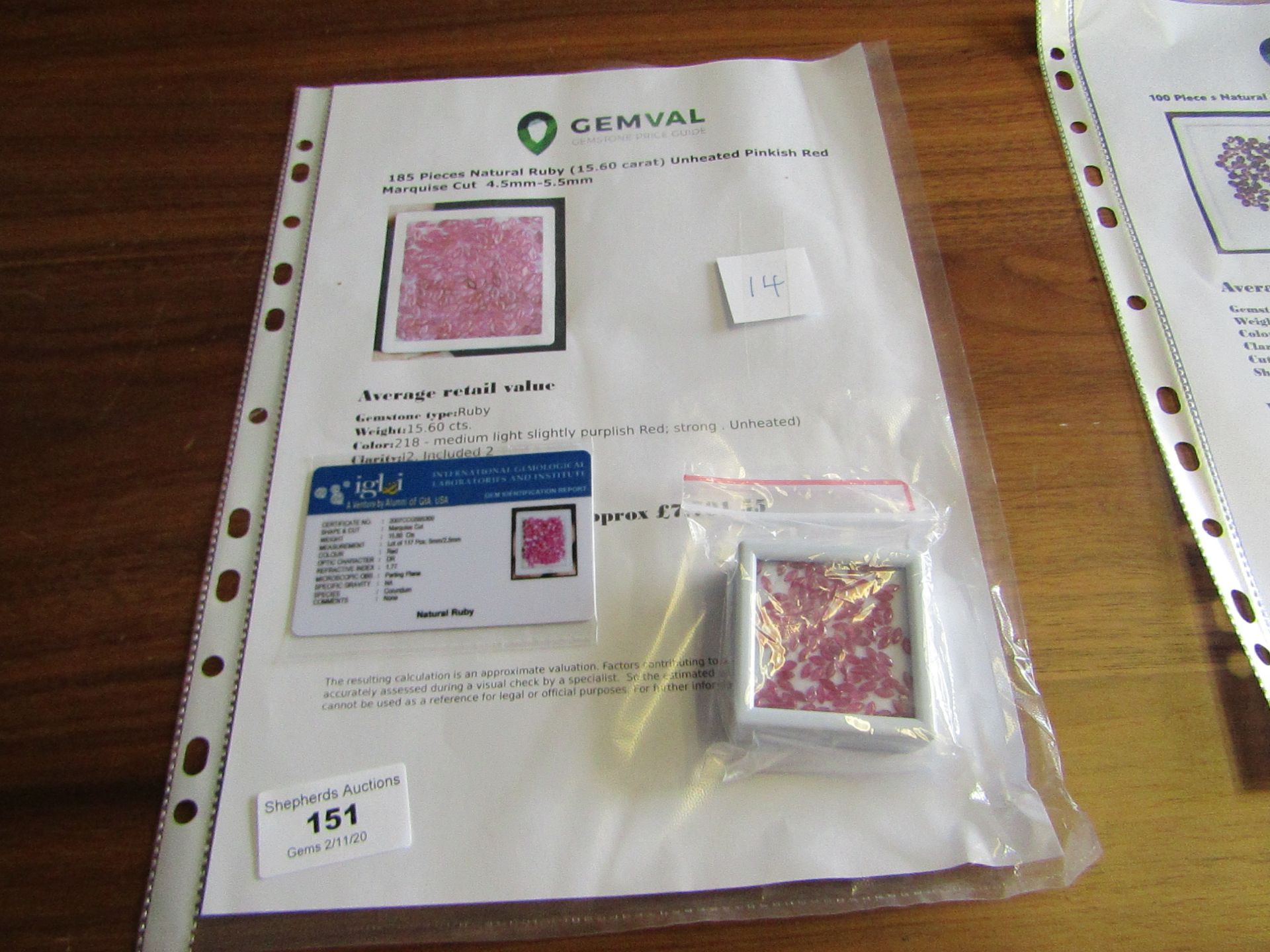 Natural Rubies - 15.60 carats - 185 pieces - average retail value £ 7,701.55 - Image 2 of 2