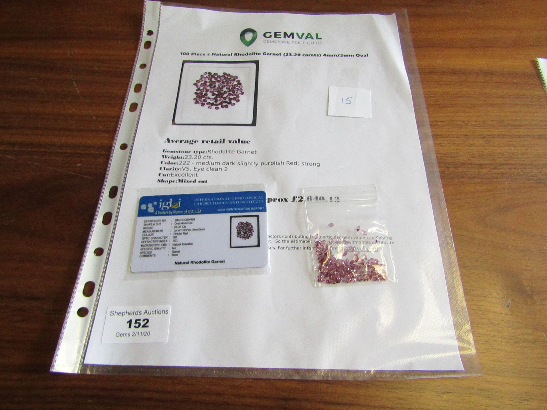 Natural Rhodolie Garnets - 23.20 carats - 100 pieces - average retail value £ 2,640.13 - Image 2 of 2