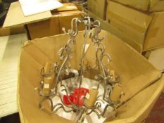 | 1 X | COX AND COX COACH HOUSE METAL VINTAGE STYLE CHANDELIER | LOOKS UNUSED BUT APPEARS TO BE