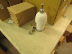 Ceramic soap dispenser, new and boxed.