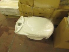 Olivia close coupled toilet pan with seat and cover, new and boxed.