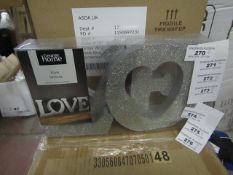 2x George Home - Silver Sparkly Love Letter's - All Unused & Packaged.