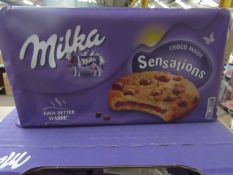 12x 156g Milka Sensations choco biscuits, boxed. BB 05/11/2020