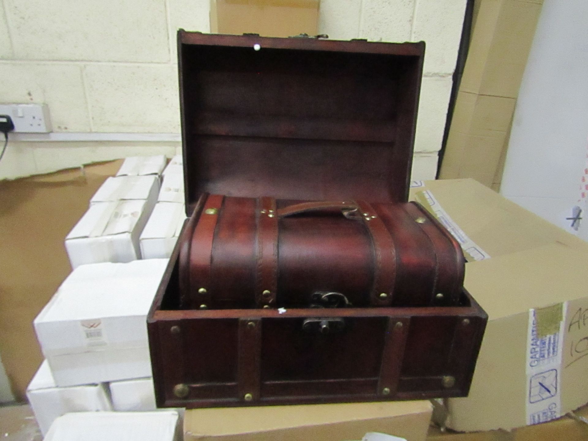 Vintique Wise - Brown Wooden Trunk/Chest - Set of 2 - Unused & Boxed.