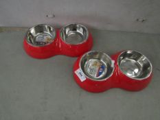 2x Double Pet Bowl (Red) - Unused.