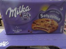 12x 156g Milka Sensations choco biscuits, boxed. BB 05/11/2020