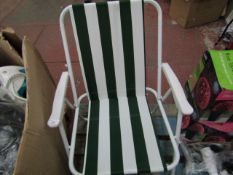 Foldable White & Green Beach Chair - Good Condition.