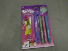 12 Unit Per Box - RenArt - SprayZa Fashion - 3x Fabric Pens, 25 Stencil Designs - All Unused