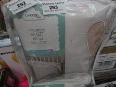 George - Hearts Quilt 100% Cotton ( Cot & Cotbed 4 Tog) - All Unused & Packaged.