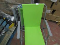 4x Outdoor Chairs - Foldable (2x Green, 2x Blue) - Good Condition.