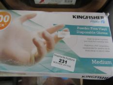 Kingfisher - Powder Free Vinyl Disposable Gloves - Size Medium (100 Pack) - Unused & Boxed.