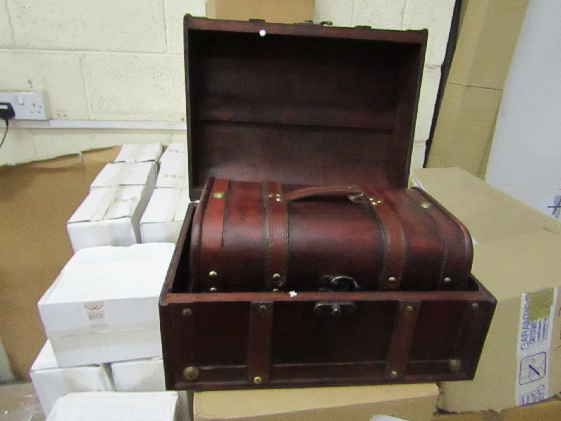 Vintique Wise - Brown Wooden Trunk/Chest - Set of 2 - Unused & Boxed.