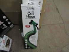 Asab - 100ft Flexible Coil Hose - (Includes 5 Pattern Spray Gun) - Unchecked & Boxed.