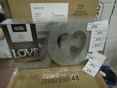 2x George Home - Silver Sparkly Love Letter's - All Unused & Packaged.