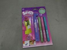 12 Unit Per Box - RenArt - SprayZa Fashion - 3x Fabric Pens, 25 Stencil Designs - All Unused
