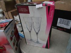 Cristal D'argues - Set of 2 Lovely Champagne Glasses - Unused & Boxed.