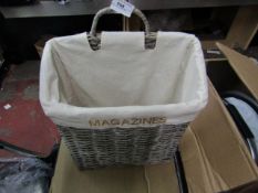 Grey Wicker Magazine Rack. Unused