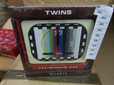 Twins Quartz Retro Clock - Unused & Packaged.