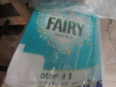 140 wash box of Fairy Non Bio Laundry detergent, the box has been damaged and resealed so may not
