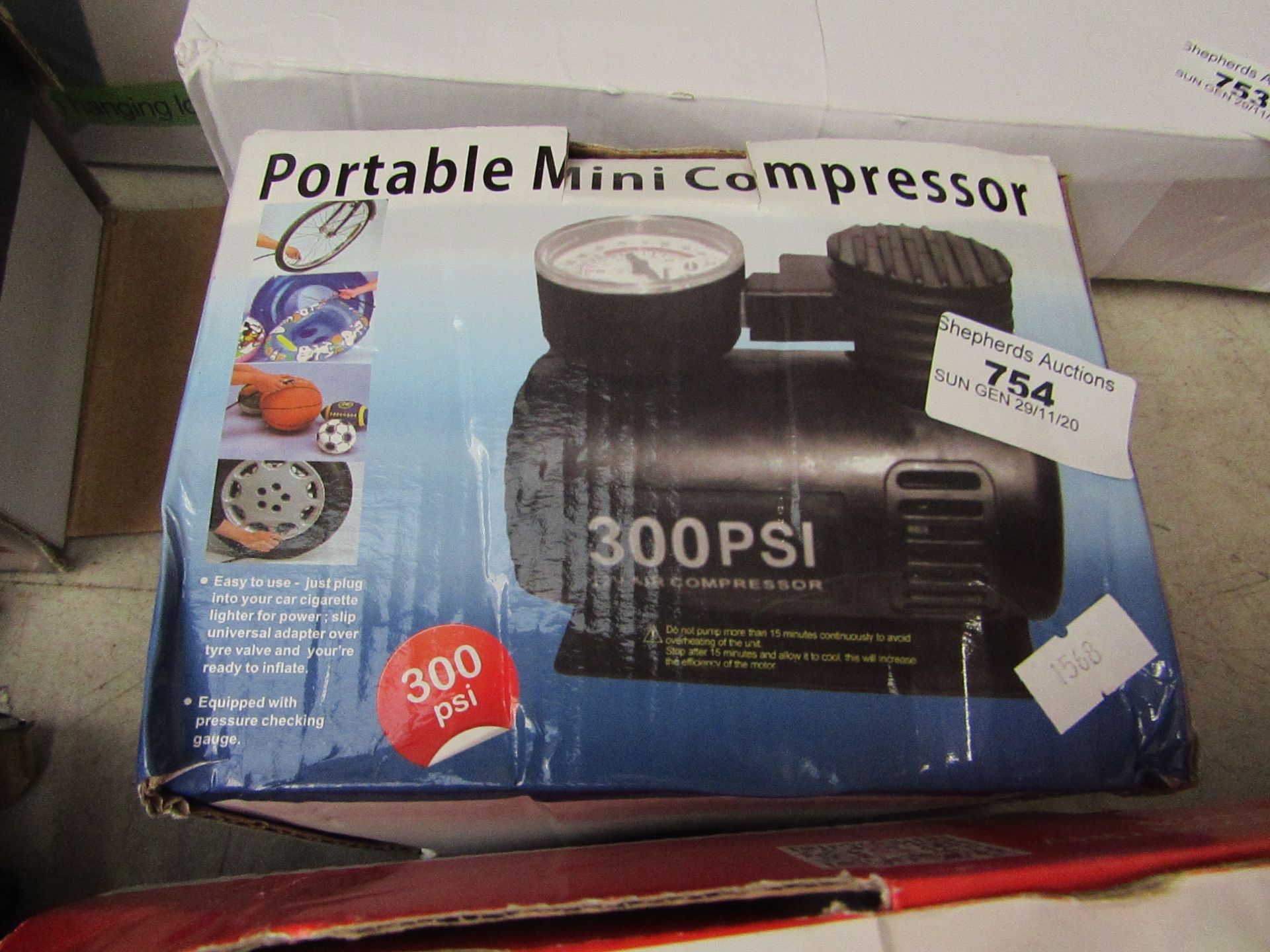 Portable Mini Compressor - 300PSI - Unchecked & Boxed.