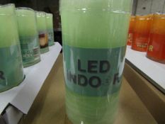 8x Green LED Indoor Artificial Candles (With Timer Mode 4/8 Hrs) Battery Operated - New & Boxed.