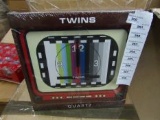 Twins Quartz Retro Clock - Unused & Packaged.