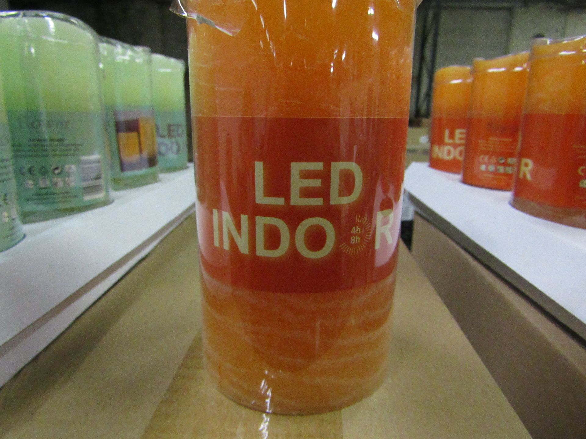 8x Orange LED Indoor Artificial Candles (With Timer Mode 4/8 Hrs) Battery Operated - New & Boxed.