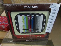 Twins Quartz Retro Clock - Unused & Packaged.