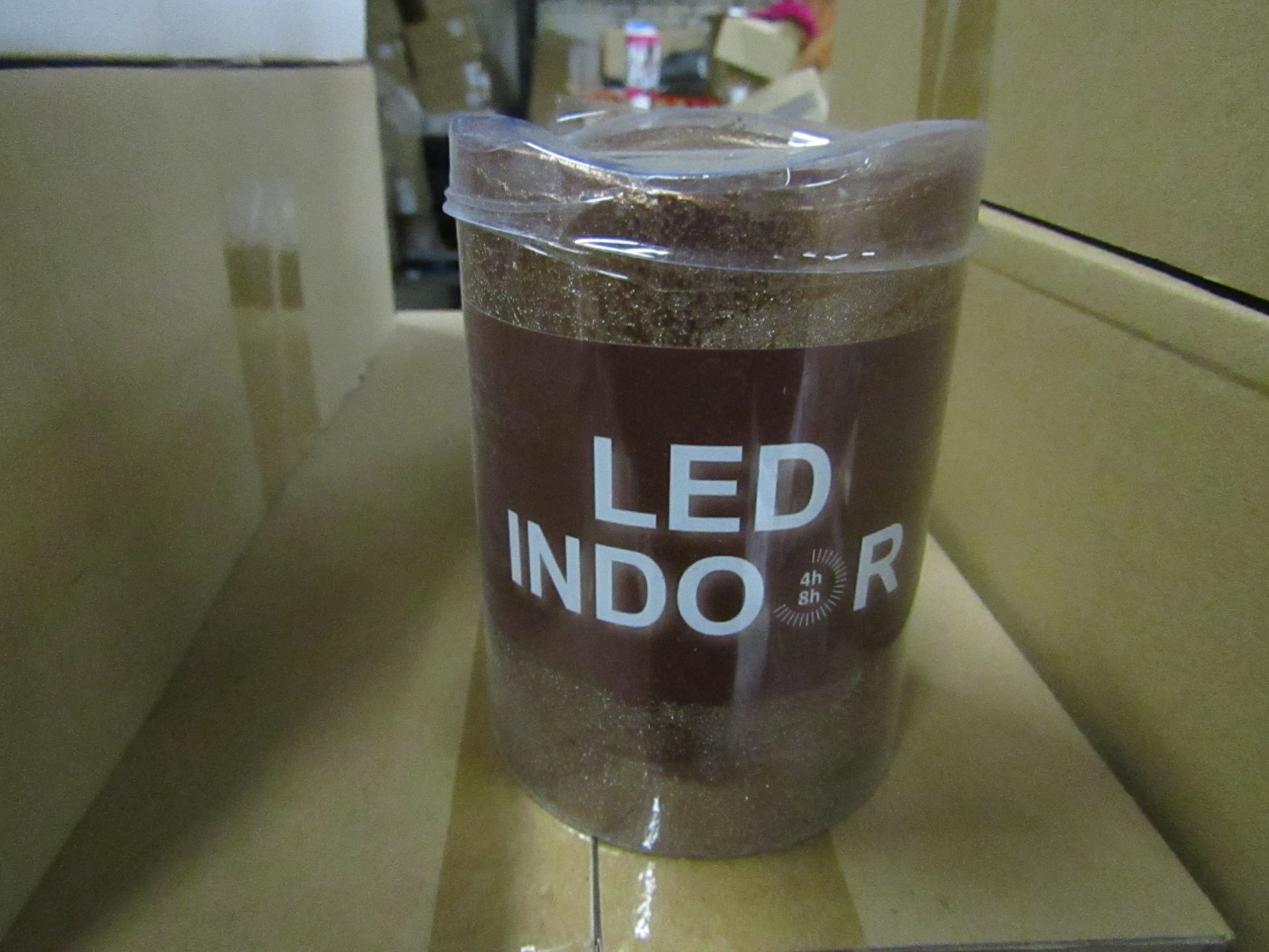 8x Brown LED Indoor Artificial Candles (With Timer Mode 4/8 Hrs) Battery Operated - New & Boxed.