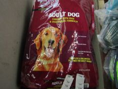 12Kg bag of Kirkland Signature Adult Dog food with Chicken, Rice and Veg formula, the bag has been