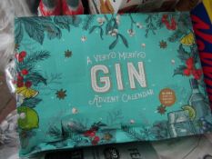 A Very merry Gin Advent Calendar, unused ut the outer box has become squashed, RRP £76