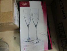 Cristal D'Arques - Set of 2 Lovely Champagne Flutes - Unused & Boxed.