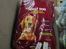 12Kg bag of Kirkland Signature Adult Dog food with Chicken, Rice and Veg formula, the bag has been