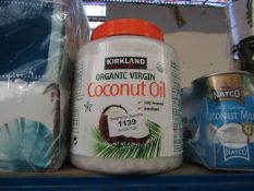 2.28KG of Kirkland Signature Organic Virgin Coconut oil, still sealed, BB 02/08/22