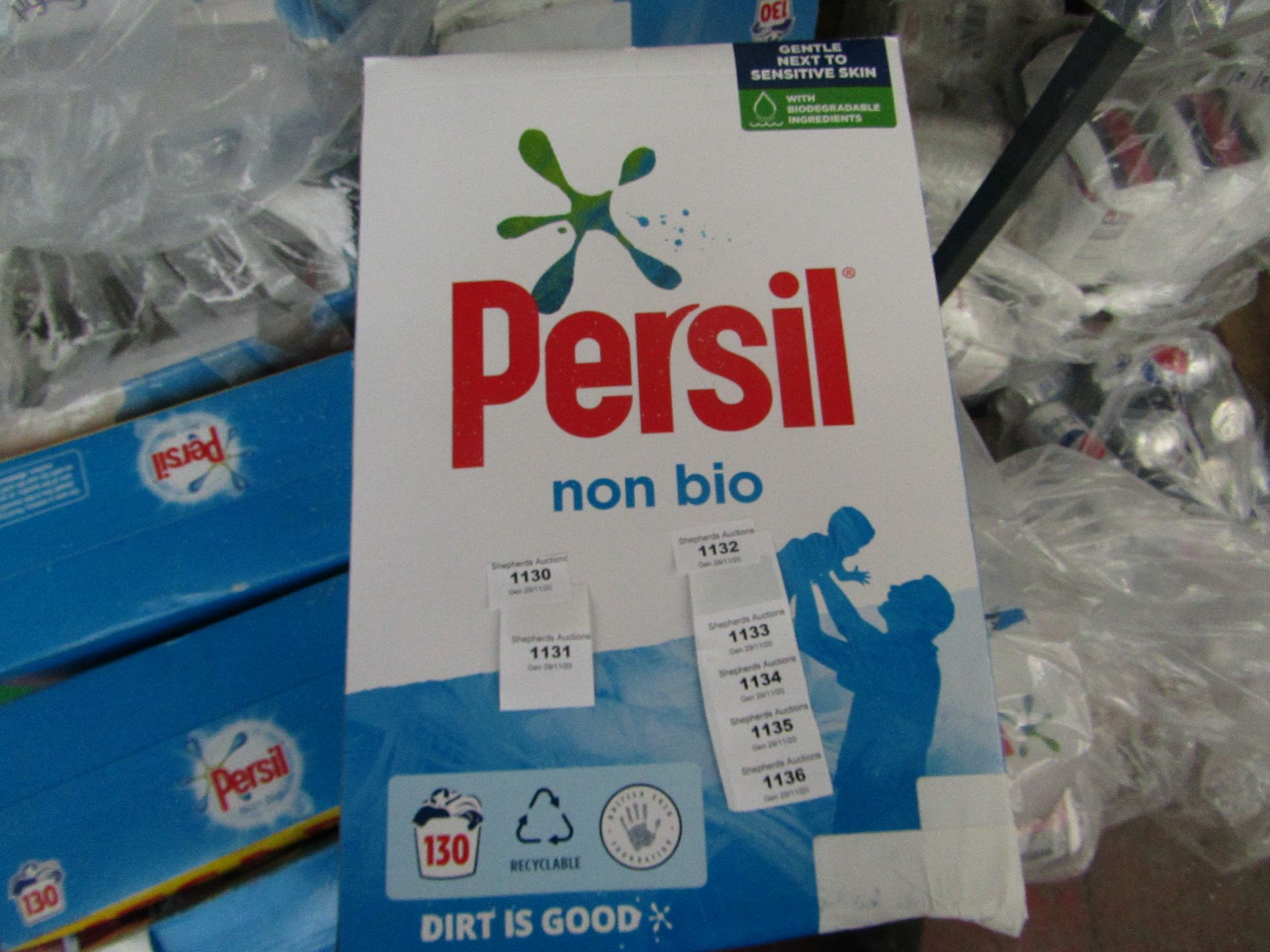 130 wash box of Persil Non Bio Laundry detergent, the box has been damaged and resealed so may not