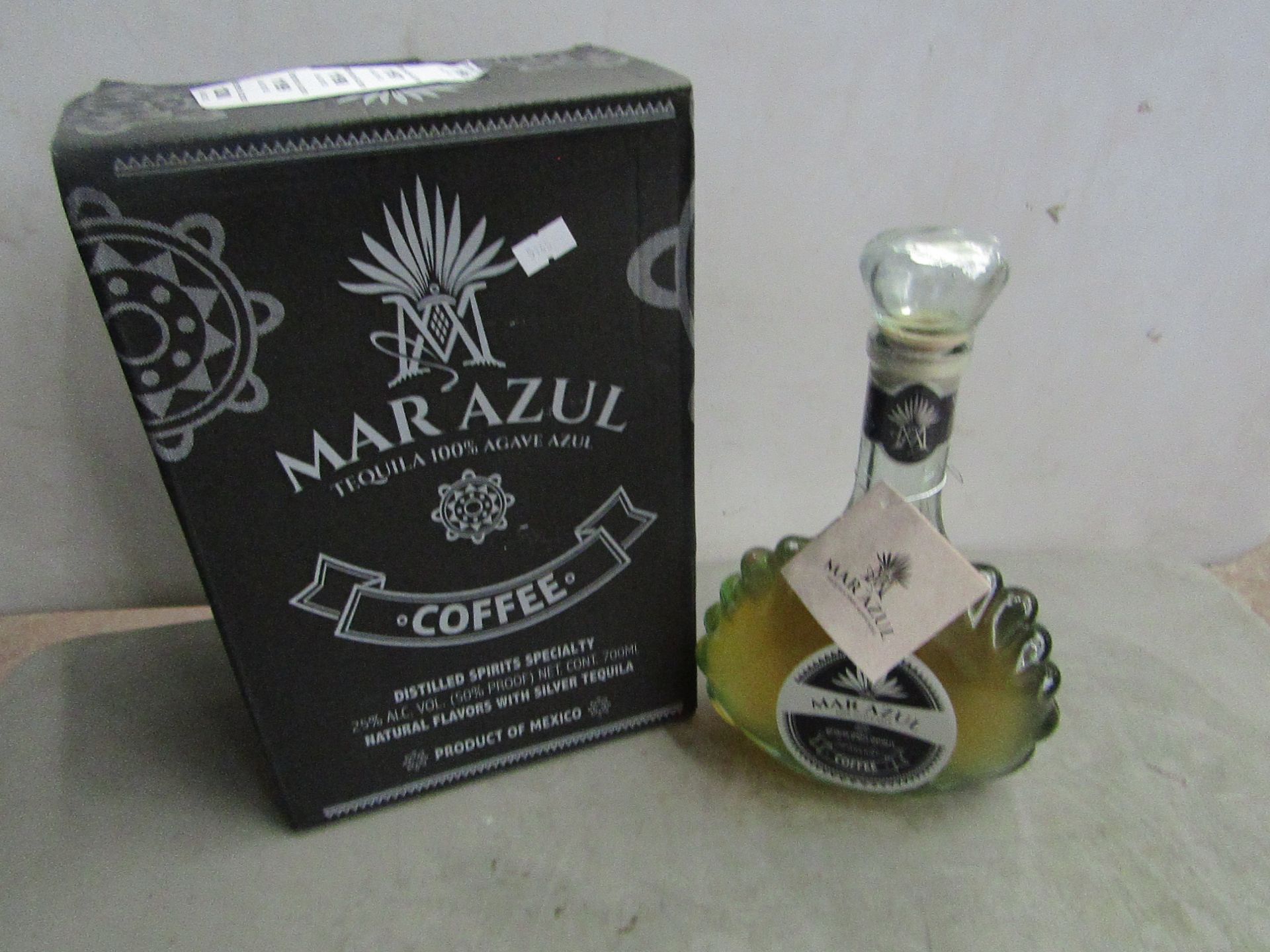 NO VAT!! 1 X 700ml Bottle of Mar Azul Coffee flavoured Tequila, 25% ABV (50% proof), new and sealed,