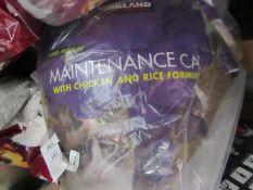 Bag of approx 11KG Kirkland Signature Super premium Maintenance cat food with chicken and rice