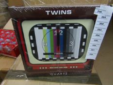 Twins Quartz Retro Clock - Unused & Packaged.