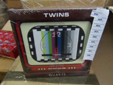 Twins Quartz Retro Clock - Unused & Packaged.