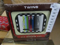 Twins Quartz Retro Clock - Unused & Packaged.