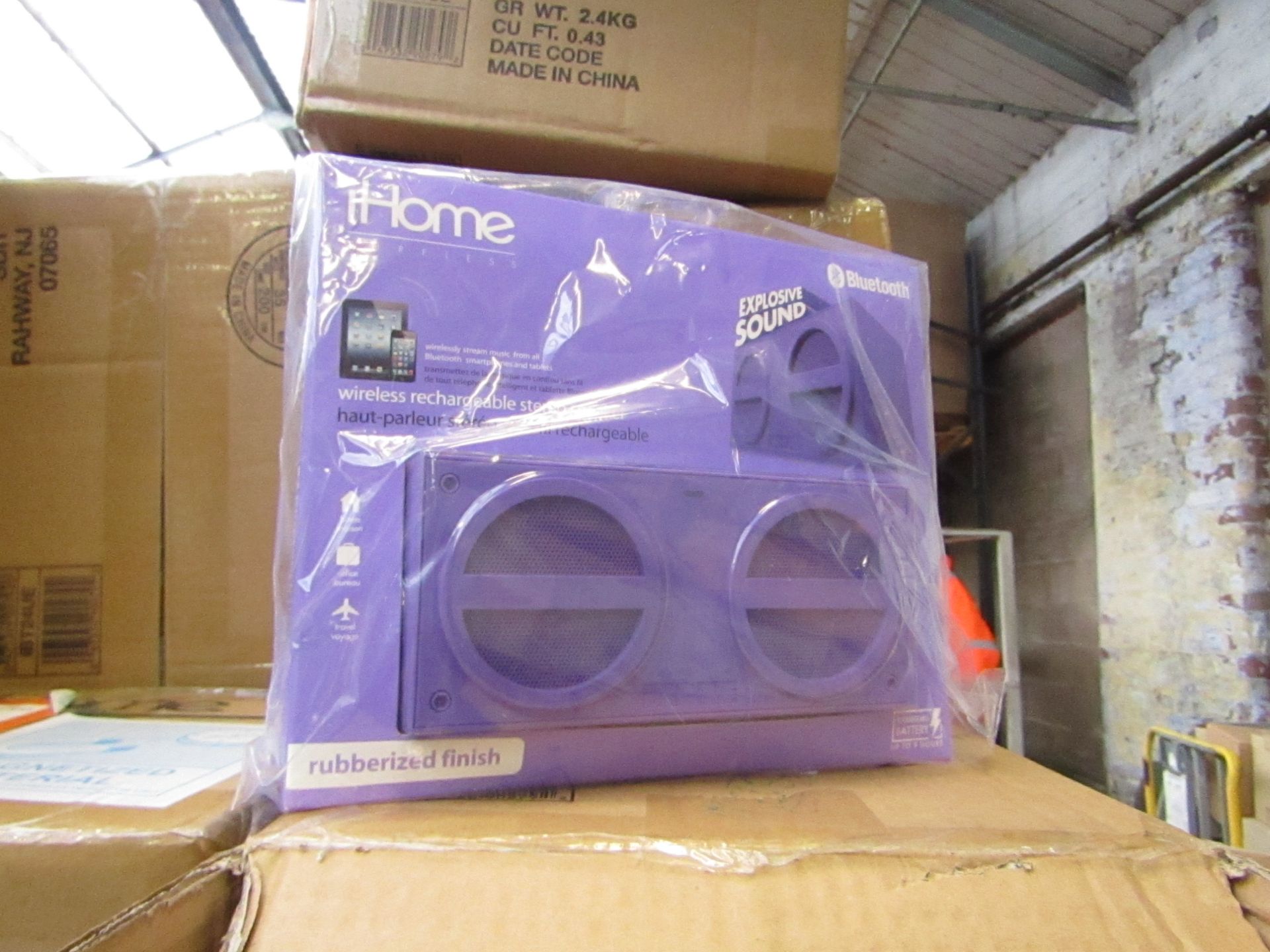 Ihome - Bluetooth Wireless Rechargeable Stereo Speaker - unchecked & Boxed