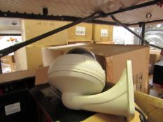 CCTV dome camera with wall mount, unchecked and boxed.