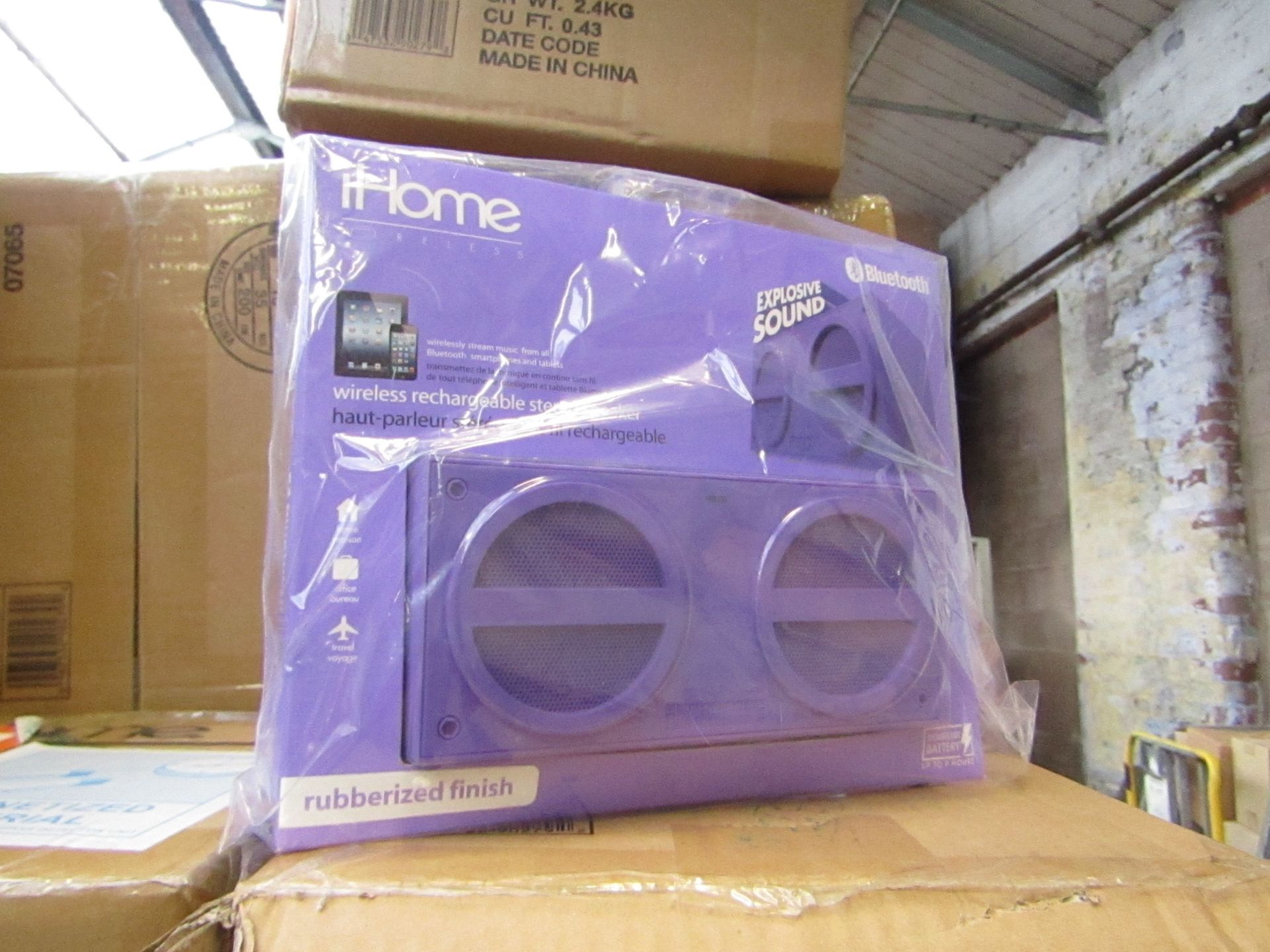 Ihome - Bluetooth Wireless Rechargeable Stereo Speaker - unchecked & Boxed