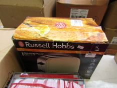 Russell Hobbs Colours Plus 2 slice toaster, unchecked and boxed.